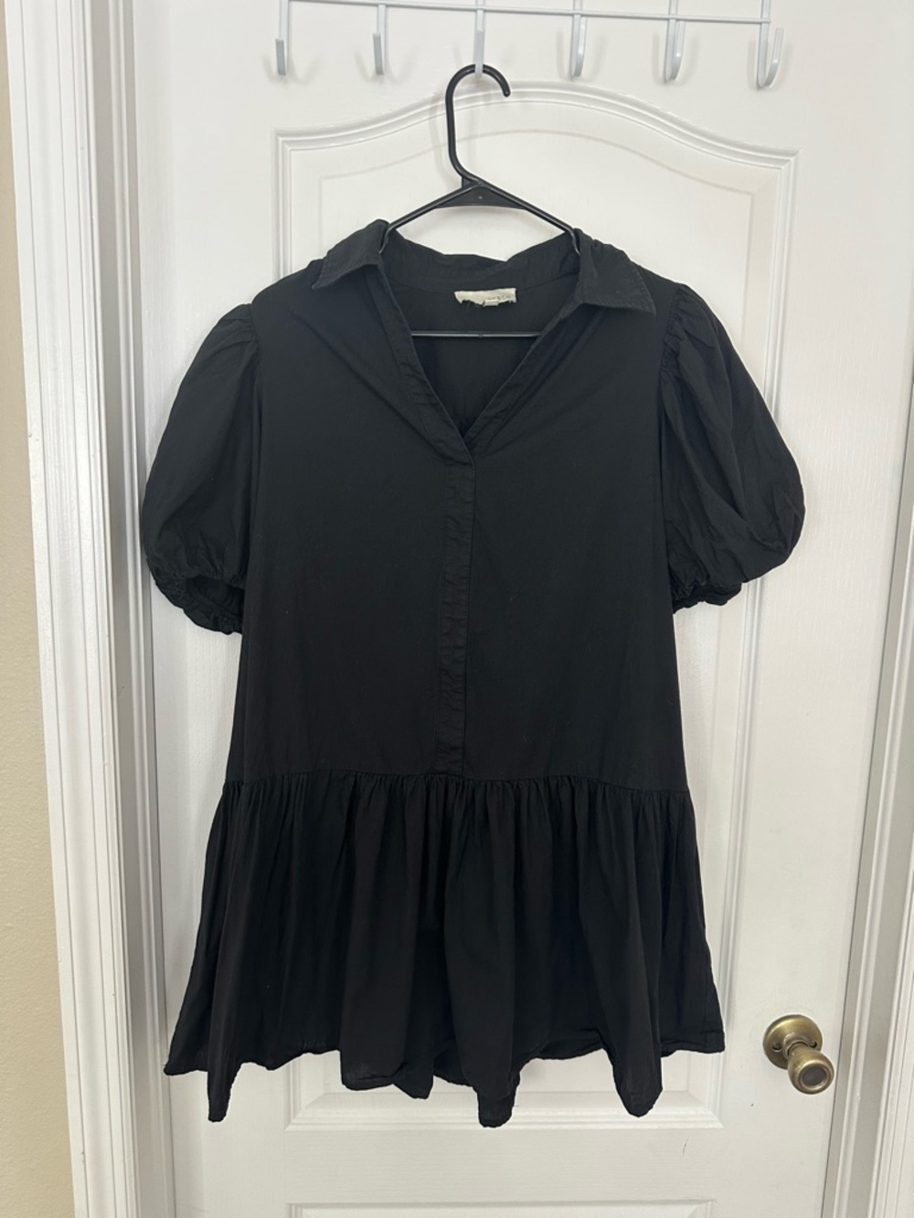 Pinch Black Puff Sleeve Babydoll Mini Dress Large L - Picture 3 of 7